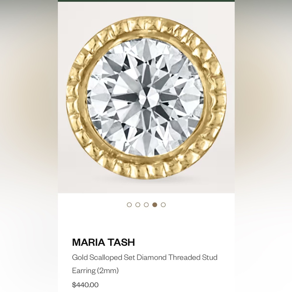 MARIA TASH Gold Diamond Stud Earring 2mm diamond with 6.5mm flower ball post